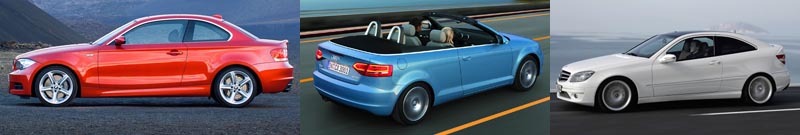 BMW Seria 1 ofera coupe si cabrio, Audi A3 doar Cabrio, iar Mercedes un semicoupe CLC