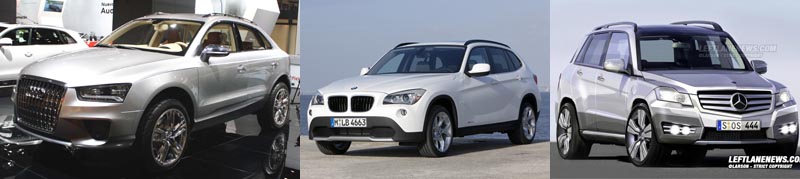 Audi Q3 se va baza pe Audi A1, BMW X1 deriva din BMW Seria 1, iar Mercedes GLA va fi pe platforma lui BLK