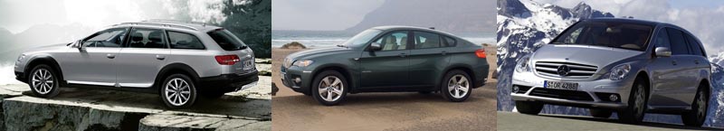 Audi A6 Allroad este, intr-un fel, concurat de BMW X6, derivat din X5, dar si de Mercedes R-Class