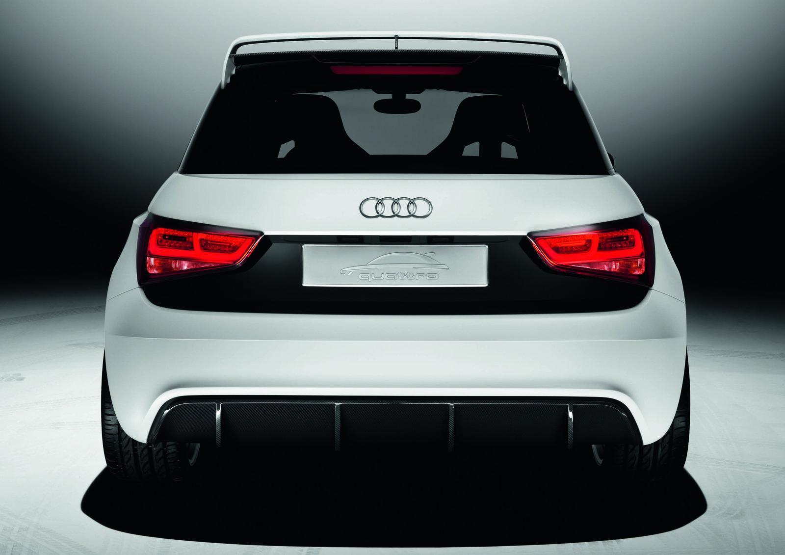 Spatele lui Audi A1 Clubsport quattro este dominat de eleronul de pe hayon si de difuzor